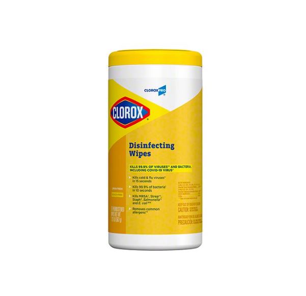 CLOROX BLEACH-FREE WIPES 6/75 LEMON SCENT - KILLS 99.9%