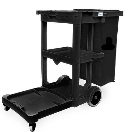 JANITORIAL CART BLACK/BLACK BAG STANDARD LID