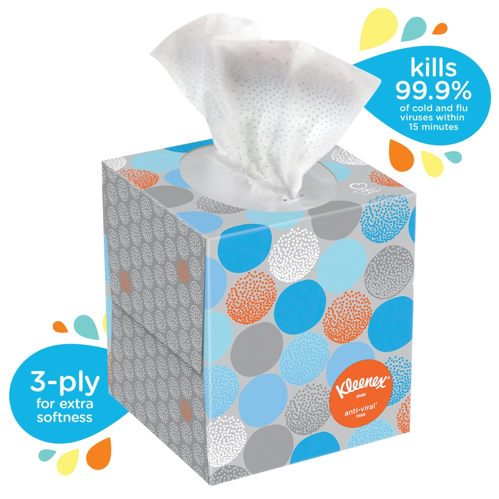 KLEENEX BOUTIQUE ANTI-VIRAL FACE TISS 3PLY WHITE POP UP 