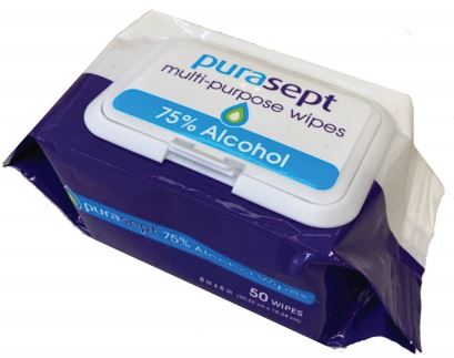 PURESAN PURASEPT 75% ALCOHOL WIPES 50/PACK 24 PACKS PER