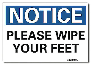 PLEASE WIPE YOUR FEET SIGN  REFLEC ALUM, 10&quot; H X 14&quot; W